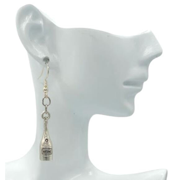 Wine Bottle Dangle Earrings – Fun Wine Lover Jewelry - Picture 2 of 3
